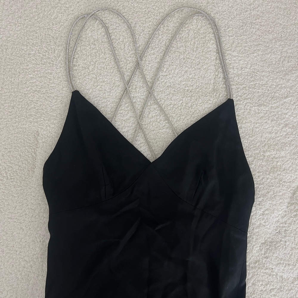 Mini Black Dress With Crystal Straps Zara